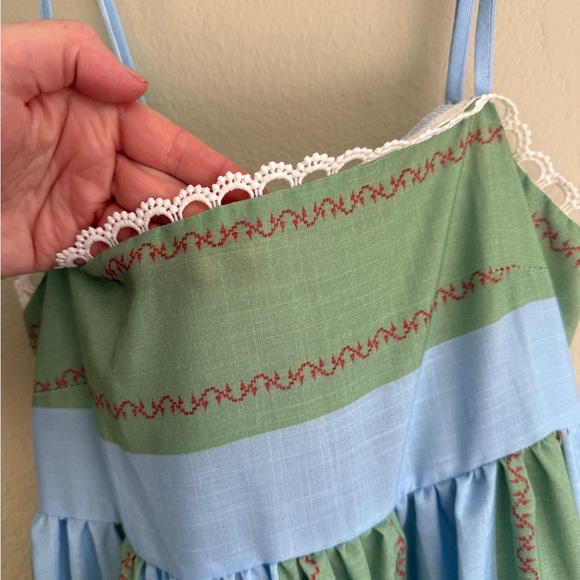 Elegant Blue and Green Maxi Dress - Picture 4 of 6